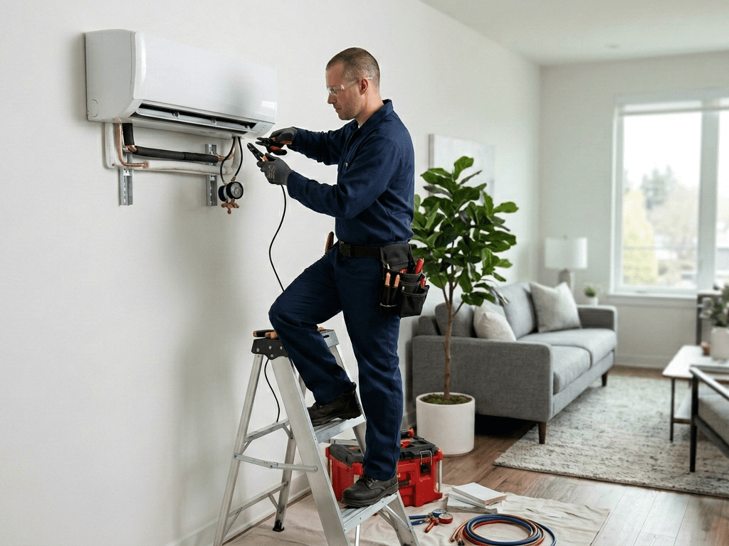 Expert aircon installation service by NuPon technician in a modern Philippine home