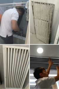 Commercial concealed air conditioning unit cleaning service at SM City Santa Rosa Laguna