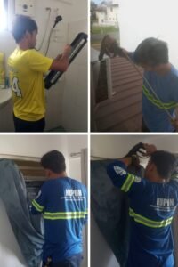 Technician performing residential split-type aircon cleaning at Avida Parkway, Nuvali, Santa Rosa Laguna